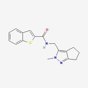 molecular formula C17H17N3OS B2897230 N-((2-methyl-2,4,5,6-tetrahydrocyclopenta[c]pyrazol-3-yl)methyl)benzo[b]thiophene-2-carboxamide CAS No. 2034602-54-3