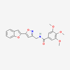 molecular formula C22H20N2O6 B2897237 N-((5-(苯并呋喃-2-基)异恶唑-3-基)甲基)-3,4,5-三甲氧基苯甲酰胺 CAS No. 1105242-14-5
