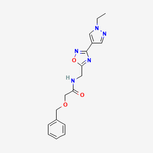 molecular formula C17H19N5O3 B2897246 2-(苄氧基)-N-((3-(1-乙基-1H-吡唑-4-基)-1,2,4-恶二唑-5-基)甲基)乙酰胺 CAS No. 2034516-47-5