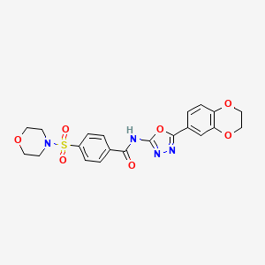 molecular formula C21H20N4O7S B2897259 N-(5-(2,3-dihydrobenzo[b][1,4]dioxin-6-yl)-1,3,4-oxadiazol-2-yl)-4-(morpholinosulfonyl)benzamide CAS No. 851094-52-5