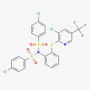 molecular formula C24H14Cl3F3N2O4S3 B2897263 4-氯-N-[(4-氯苯基)磺酰基]-N-(2-{[3-氯-5-(三氟甲基)-2-吡啶基]硫烷基}苯基)苯磺酰胺 CAS No. 477868-33-0