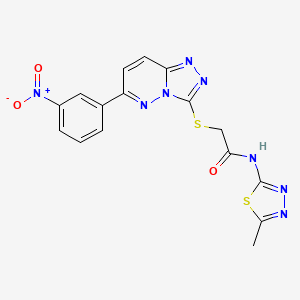 molecular formula C16H12N8O3S2 B2897272 N-(5-methyl-1,3,4-thiadiazol-2-yl)-2-((6-(3-nitrophenyl)-[1,2,4]triazolo[4,3-b]pyridazin-3-yl)thio)acetamide CAS No. 891122-83-1