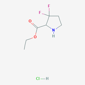 molecular formula C7H12ClF2NO2 B2897283 3,3-二氟吡咯烷-2-羧酸乙酯盐酸盐 CAS No. 168102-04-3
