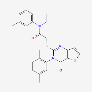 molecular formula C25H25N3O2S2 B2897285 2-{[3-(2,5-二甲苯基)-4-氧代-3,4-二氢噻吩并[3,2-d]嘧啶-2-基]硫代}-N-乙基-N-(3-甲苯基)乙酰胺 CAS No. 1291835-08-9