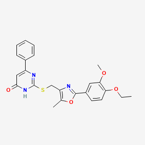 molecular formula C24H23N3O4S B2897291 2-(((2-(4-乙氧基-3-甲氧基苯基)-5-甲基恶唑-4-基)甲基)硫代)-6-苯基嘧啶-4-醇 CAS No. 1040646-48-7