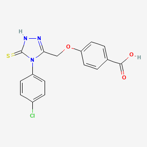 molecular formula C16H12ClN3O3S B2897299 4-[[4-(4-chlorophenyl)-5-sulfanylidene-1H-1,2,4-triazol-3-yl]methoxy]benzoic Acid CAS No. 791717-25-4