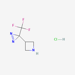 molecular formula C5H7ClF3N3 B2897305 3-[3-(trifluoromethyl)-3H-diazirin-3-yl]azetidine hydrochloride CAS No. 2219371-87-4
