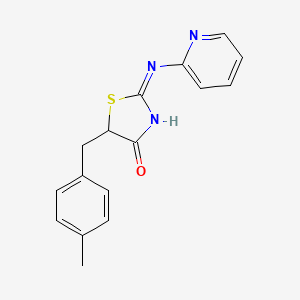 molecular formula C16H15N3OS B2897310 5-(4-Methyl-benzyl)-2-[(E)-pyridin-2-ylimino]-thiazolidin-4-one CAS No. 1056555-78-2