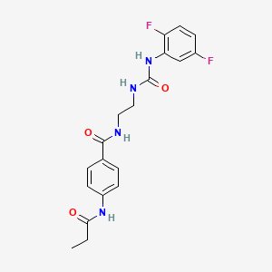 molecular formula C19H20F2N4O3 B2897315 N-(2-(3-(2,5-二氟苯基)脲基)乙基)-4-丙酰胺基苯甲酰胺 CAS No. 1173044-33-1