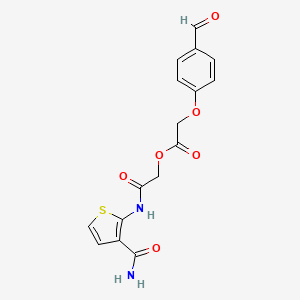 molecular formula C16H14N2O6S B2897323 [2-[(3-氨甲酰噻吩-2-基)氨基]-2-氧代乙基] 2-(4-甲酰苯氧基)乙酸酯 CAS No. 852864-85-8