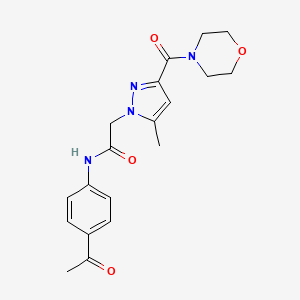 molecular formula C19H22N4O4 B2897337 N-(4-acetylphenyl)-2-(5-methyl-3-(morpholine-4-carbonyl)-1H-pyrazol-1-yl)acetamide CAS No. 1170003-09-4