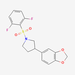 molecular formula C17H15F2NO4S B2897340 3-(Benzo[d][1,3]dioxol-5-yl)-1-((2,6-difluorophenyl)sulfonyl)pyrrolidine CAS No. 2034487-98-2