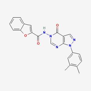 molecular formula C22H17N5O3 B2897345 N-(1-(3,4-dimethylphenyl)-4-oxo-1H-pyrazolo[3,4-d]pyrimidin-5(4H)-yl)benzofuran-2-carboxamide CAS No. 899738-62-6