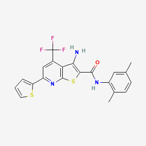 molecular formula C21H16F3N3OS2 B2897363 3-amino-N-(2,5-dimethylphenyl)-6-(thiophen-2-yl)-4-(trifluoromethyl)thieno[2,3-b]pyridine-2-carboxamide CAS No. 879863-87-3