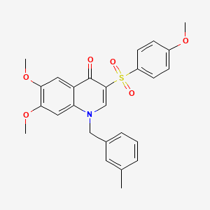 molecular formula C26H25NO6S B2897365 6,7-Dimethoxy-3-(4-methoxyphenyl)sulfonyl-1-[(3-methylphenyl)methyl]quinolin-4-one CAS No. 866842-58-2