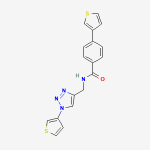 molecular formula C18H14N4OS2 B2897375 4-(thiophen-3-yl)-N-((1-(thiophen-3-yl)-1H-1,2,3-triazol-4-yl)methyl)benzamide CAS No. 2176270-79-2