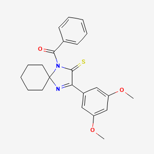 molecular formula C23H24N2O3S B2897376 1-Benzoyl-3-(3,5-dimethoxyphenyl)-1,4-diazaspiro[4.5]dec-3-ene-2-thione CAS No. 899910-69-1