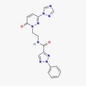 molecular formula C17H15N9O2 B2897378 N-(2-(6-氧代-3-(1H-1,2,4-三唑-1-基)嘧啶-1(6H)-基)乙基)-2-苯基-2H-1,2,3-三唑-4-甲酰胺 CAS No. 1448033-64-4
