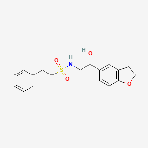 molecular formula C18H21NO4S B2897387 N-(2-(2,3-dihydrobenzofuran-5-yl)-2-hydroxyethyl)-2-phenylethanesulfonamide CAS No. 1421477-34-0