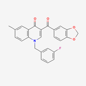 molecular formula C25H18FNO4 B2897391 3-(2H-1,3-benzodioxole-5-carbonyl)-1-[(3-fluorophenyl)methyl]-6-methyl-1,4-dihydroquinolin-4-one CAS No. 902507-25-9