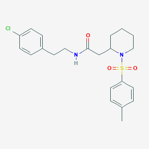 molecular formula C22H27ClN2O3S B2897393 N-(4-氯苯乙基)-2-(1-甲苯磺酰基哌啶-2-基)乙酰胺 CAS No. 941990-16-5