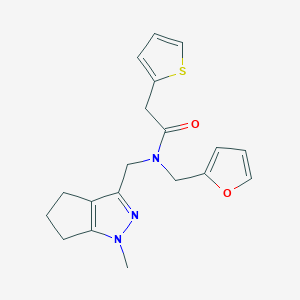 molecular formula C19H21N3O2S B2897394 N-(furan-2-ylmethyl)-N-((1-methyl-1,4,5,6-tetrahydrocyclopenta[c]pyrazol-3-yl)methyl)-2-(thiophen-2-yl)acetamide CAS No. 1798517-14-2