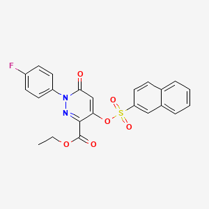 molecular formula C23H17FN2O6S B2897397 Ethyl 1-(4-fluorophenyl)-4-((naphthalen-2-ylsulfonyl)oxy)-6-oxo-1,6-dihydropyridazine-3-carboxylate CAS No. 899959-57-0