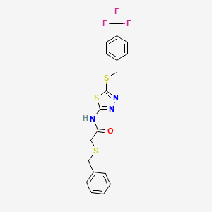 2-benzylsulfanyl-N-[5-[[4-(trifluoromethyl)phenyl]methylsulfanyl]-1,3,4-thiadiazol-2-yl]acetamide