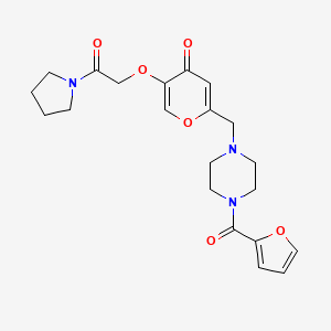 molecular formula C21H25N3O6 B2897402 2-[[4-(Furan-2-carbonyl)piperazin-1-yl]methyl]-5-(2-oxo-2-pyrrolidin-1-ylethoxy)pyran-4-one CAS No. 898409-69-3