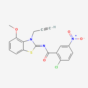 molecular formula C18H12ClN3O4S B2897410 2-chloro-N-(4-methoxy-3-prop-2-ynyl-1,3-benzothiazol-2-ylidene)-5-nitrobenzamide CAS No. 868674-88-8