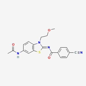 molecular formula C20H18N4O3S B2897414 N-[6-acetamido-3-(2-methoxyethyl)-1,3-benzothiazol-2-ylidene]-4-cyanobenzamide CAS No. 865160-98-1
