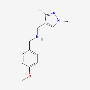 molecular formula C14H19N3O B2897415 1-(1,3-dimethyl-1H-pyrazol-4-yl)-N-(4-methoxybenzyl)methanamine CAS No. 1006476-38-5