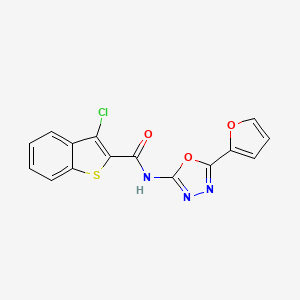 molecular formula C15H8ClN3O3S B2897416 3-氯-N-(5-(呋喃-2-基)-1,3,4-恶二唑-2-基)苯并[b]噻吩-2-甲酰胺 CAS No. 887885-34-9