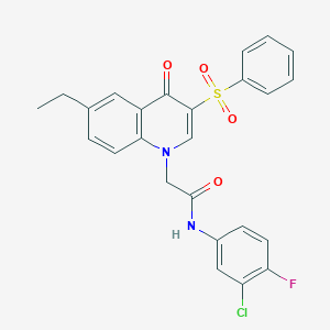 2-[3-(benzenesulfonyl)-6-ethyl-4-oxoquinolin-1-yl]-N-(3-chloro-4-fluorophenyl)acetamide