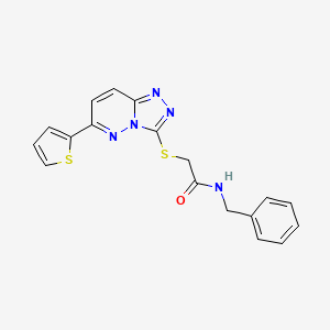 molecular formula C18H15N5OS2 B2897421 N-苄基-2-[(6-噻吩-2-基-[1,2,4]三唑并[4,3-b]哒嗪-3-基)硫代]乙酰胺 CAS No. 891101-43-2