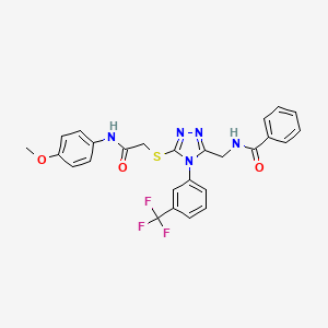 molecular formula C26H22F3N5O3S B2897430 N-((5-((2-((4-methoxyphenyl)amino)-2-oxoethyl)thio)-4-(3-(trifluoromethyl)phenyl)-4H-1,2,4-triazol-3-yl)methyl)benzamide CAS No. 393839-85-5