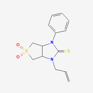 molecular formula C14H16N2O2S2 B2897434 1-烯丙基-3-苯基四氢-1H-噻吩并[3,4-d]咪唑-2(3H)-硫酮 5,5-二氧化物 CAS No. 538338-38-4