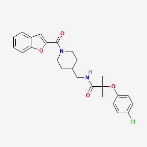 molecular formula C25H27ClN2O4 B2897437 N-((1-(benzofuran-2-carbonyl)piperidin-4-yl)methyl)-2-(4-chlorophenoxy)-2-methylpropanamide CAS No. 1235652-76-2