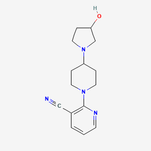 molecular formula C15H20N4O B2897448 2-[4-(3-Hydroxypyrrolidin-1-yl)piperidin-1-yl]pyridine-3-carbonitrile CAS No. 2380008-85-3