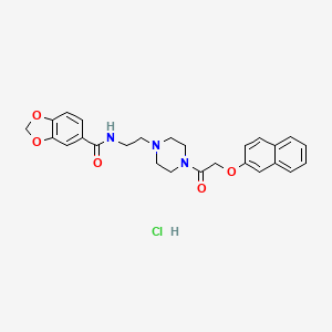 molecular formula C26H28ClN3O5 B2897451 N-(2-(4-(2-(naphthalen-2-yloxy)acetyl)piperazin-1-yl)ethyl)benzo[d][1,3]dioxole-5-carboxamide hydrochloride CAS No. 1330302-39-0