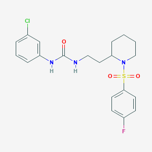 molecular formula C20H23ClFN3O3S B2897467 1-(3-Chlorophenyl)-3-(2-(1-((4-fluorophenyl)sulfonyl)piperidin-2-yl)ethyl)urea CAS No. 898450-00-5