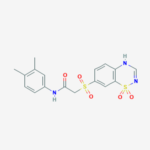 molecular formula C17H17N3O5S2 B2897473 N-(3,4-dimethylphenyl)-2-((1,1-dioxido-4H-benzo[e][1,2,4]thiadiazin-7-yl)sulfonyl)acetamide CAS No. 1207646-03-4