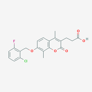 molecular formula C21H18ClFO5 B2897482 3-{7-[(2-chloro-6-fluorobenzyl)oxy]-4,8-dimethyl-2-oxo-2H-chromen-3-yl}propanoic acid CAS No. 701972-64-7