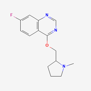 molecular formula C14H16FN3O B2897488 7-氟-4-[(1-甲基吡咯烷-2-基)甲氧基]喹唑啉 CAS No. 2198768-30-6