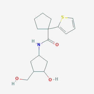 molecular formula C16H23NO3S B2897499 N-(3-hydroxy-4-(hydroxymethyl)cyclopentyl)-1-(thiophen-2-yl)cyclopentanecarboxamide CAS No. 1421462-36-3