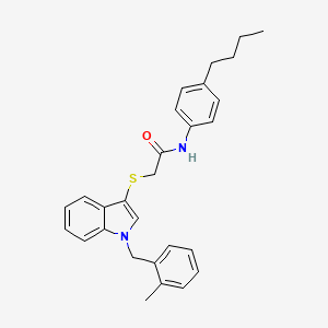 molecular formula C28H30N2OS B2897506 N-(4-丁基苯基)-2-((1-(2-甲基苄基)-1H-吲哚-3-基)硫代)乙酰胺 CAS No. 851412-49-2