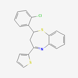 molecular formula C19H14ClNS2 B2897507 2-(2-Chlorophenyl)-4-(thiophen-2-yl)-2,3-dihydro-1,5-benzothiazepine CAS No. 307341-84-0