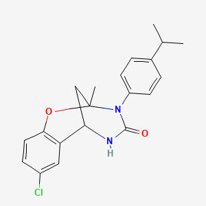 molecular formula C20H21ClN2O2 B2897513 8-chloro-3-(4-isopropylphenyl)-2-methyl-5,6-dihydro-2H-2,6-methanobenzo[g][1,3,5]oxadiazocin-4(3H)-one CAS No. 899213-52-6
