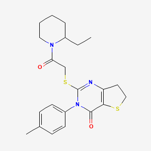 2-[2-(2-Ethylpiperidin-1-yl)-2-oxoethyl]sulfanyl-3-(4-methylphenyl)-6,7-dihydrothieno[3,2-d]pyrimidin-4-one