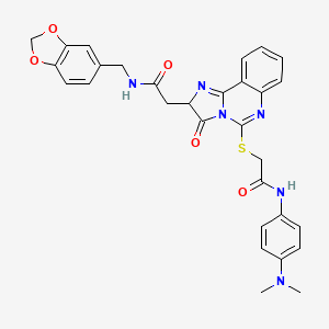 N-(1,3-benzodioxol-5-ylmethyl)-2-[5-[2-[4-(dimethylamino)anilino]-2-oxoethyl]sulfanyl-3-oxo-2H-imidazo[1,2-c]quinazolin-2-yl]acetamide